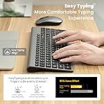 Cimetech EasyTyping KF10 Clavier sans fil et souris Combo, [Claques de commutateur de ciseaux silencieux][Clauses de sauvegarde de laboratoire] Ultra Clavier et souris sans fil Slim, configuration facile pour PC/Laptop/Mac/Windows -Grey