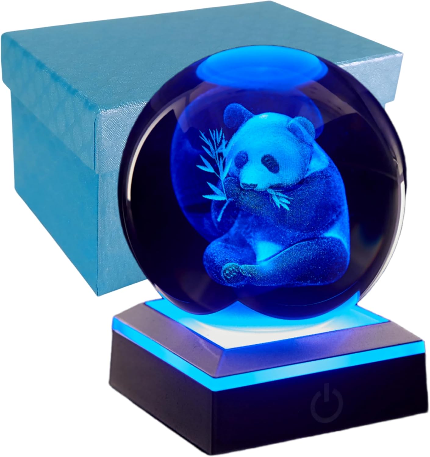 3D Crystal Ball Night Light, Upgraded 3.15 Inch Glass Lamp with LED Base, Panda Decor, Birthday Holiday Xmas Gifts for Boys Girls Friends