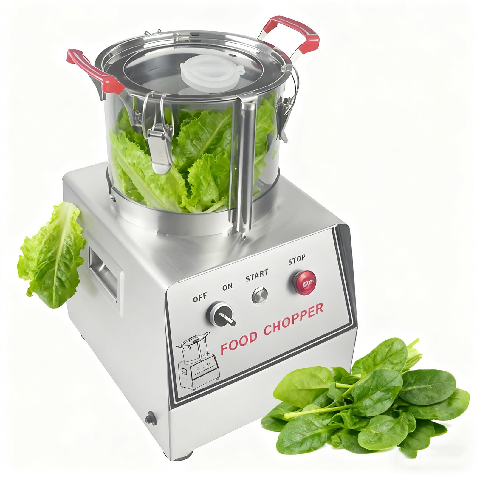 Picadora eléctrica de Alimentos, picadora de Carne, procesador de Alimentos Comercial, Cuchilla en Forma de S, 1500 RPM, cortadora eléctrica de Alimentos de Acero Inoxidable 7 L