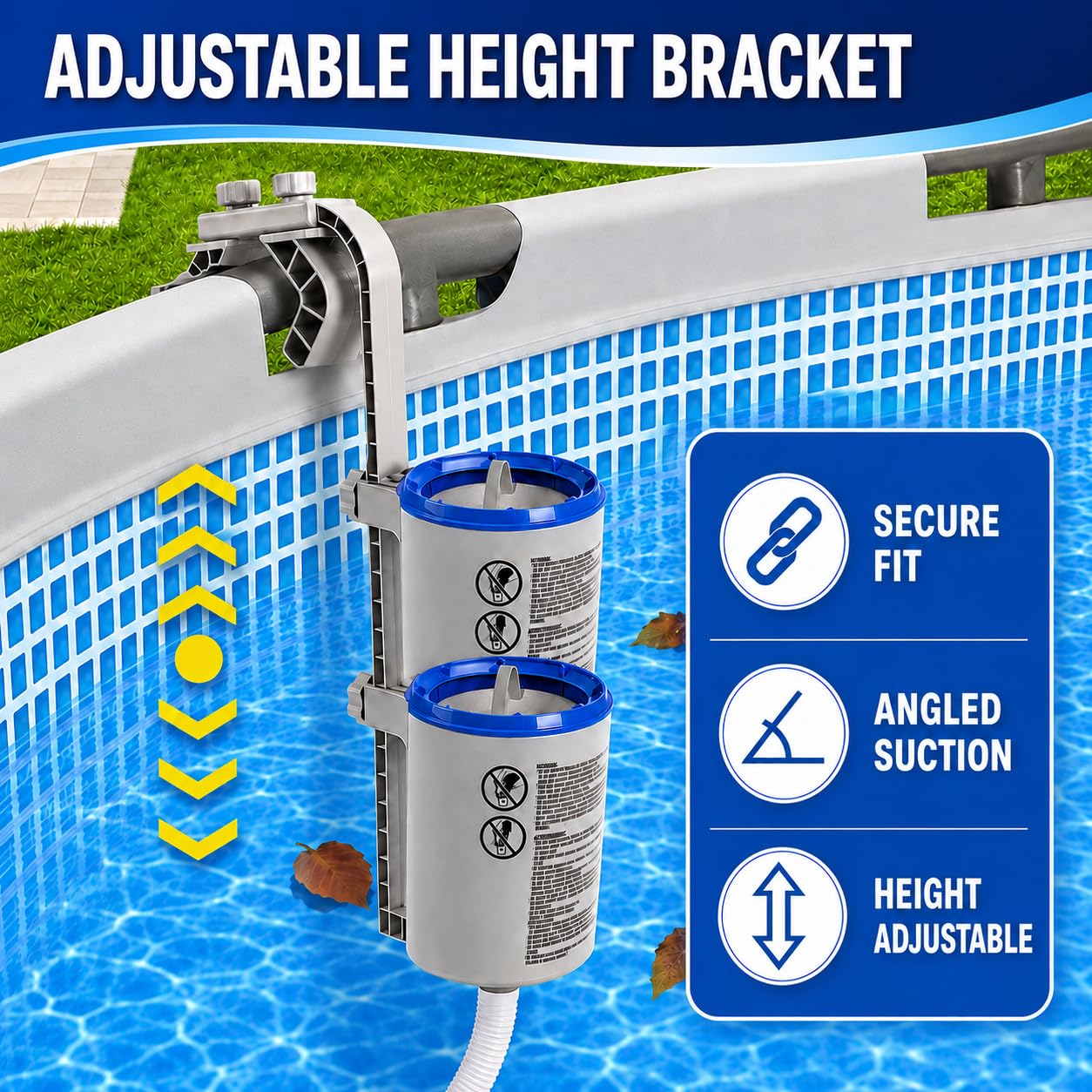 KGC Skimmer para Piscina Elevada, 10 Calcetines, Compatible con Intex | 2 Soportes para Piscinas con Aro Hinchable y Tubulares; Cesta, 10 Calcetines para Hojas, Insectos, Polen, Pelo, Suciedad Fina