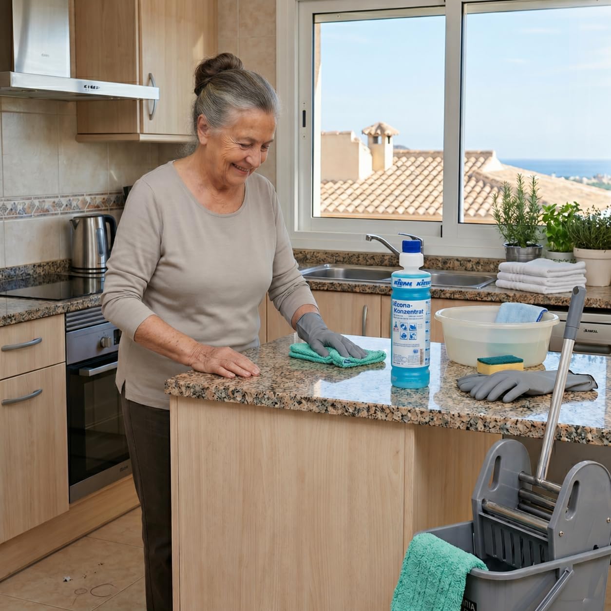 Kiehl Econa Concentrado Limpiador Multiusos Profesional Ecolabel Pack 6 x 1 L con Dosificador, Ecológico para Suelos Superficies y Objetos, Secado Rápido Sin Rayas