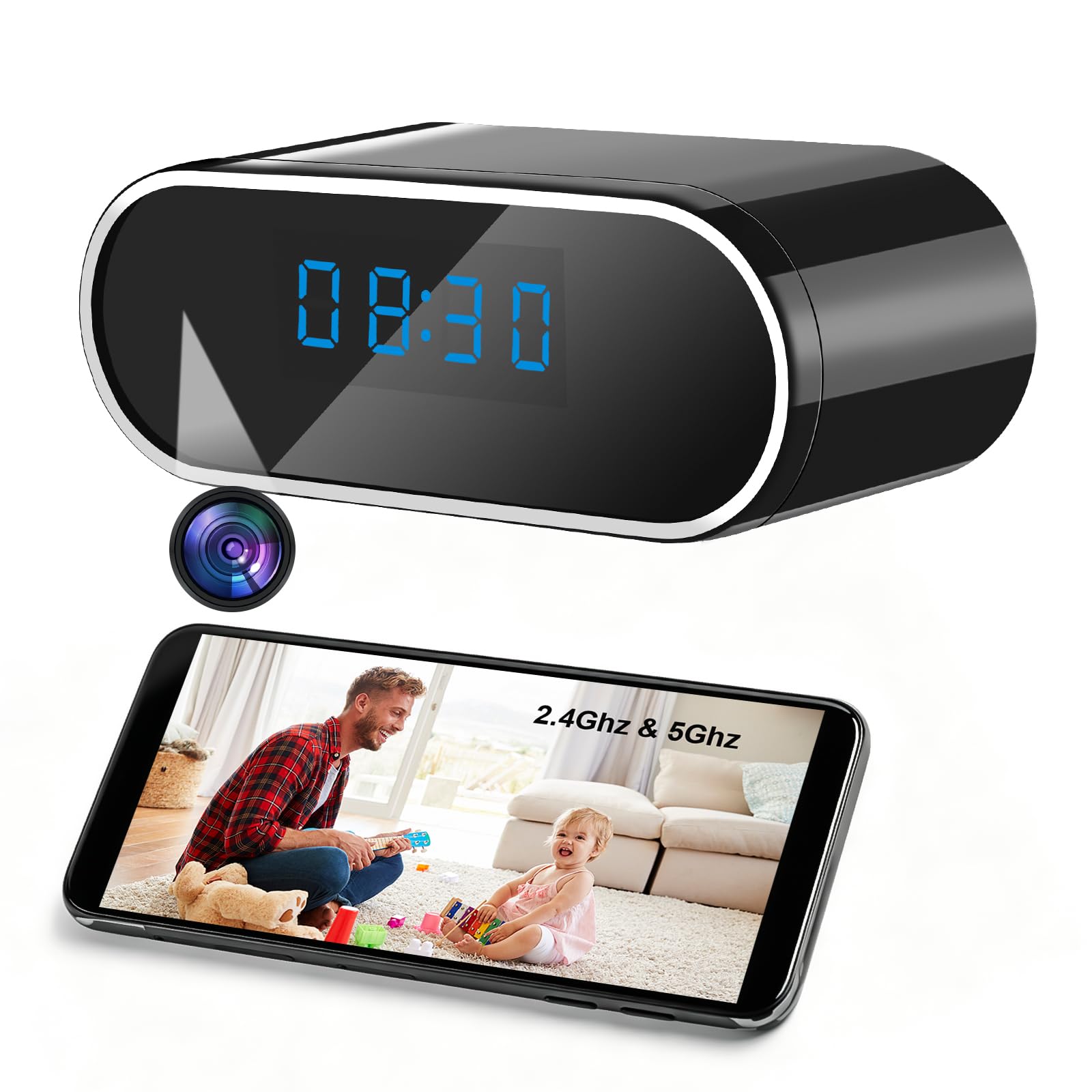 Cámara Oculta en Reloj, Cámara Espía Oculta con Wi-Fi 5G | Mini Cámara Oculta con WiFi de 120°, Visión Nocturna, Detección de Movimiento y Grabación en Bucle, Vista de la Aplicación