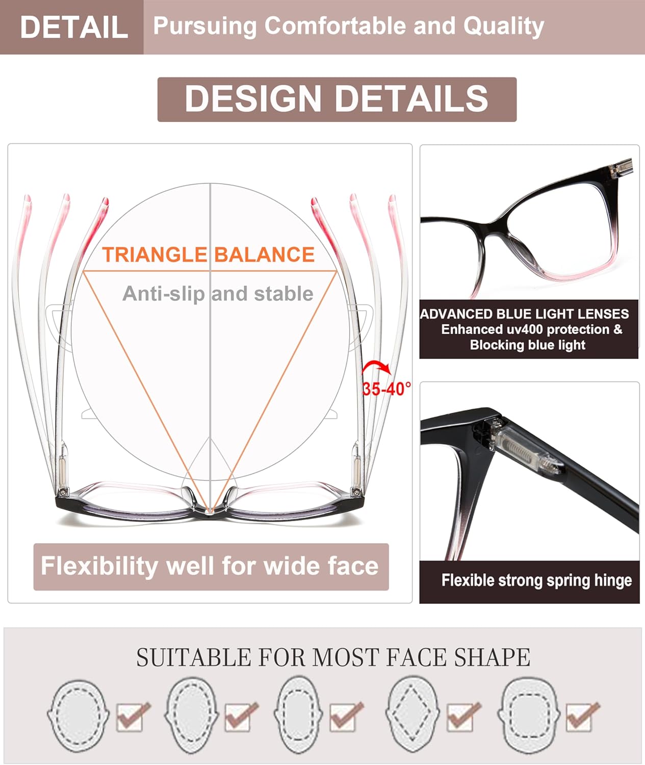 EYEURL 4-Pack Cat Eye Reading Glasses for Women Blue Light Glasses Stylish Computer Readers for Women - Image 4