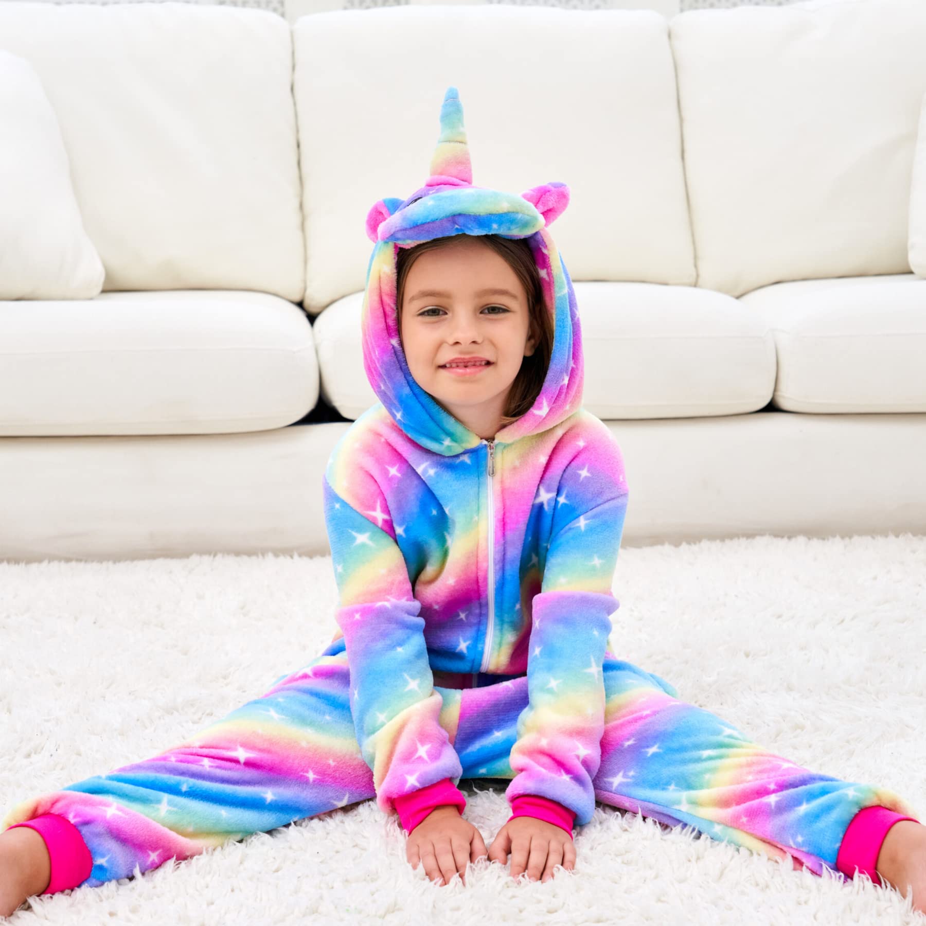 Pijama de Unicornio Suave Onesie Pijamas de Una Pieza para Niñas