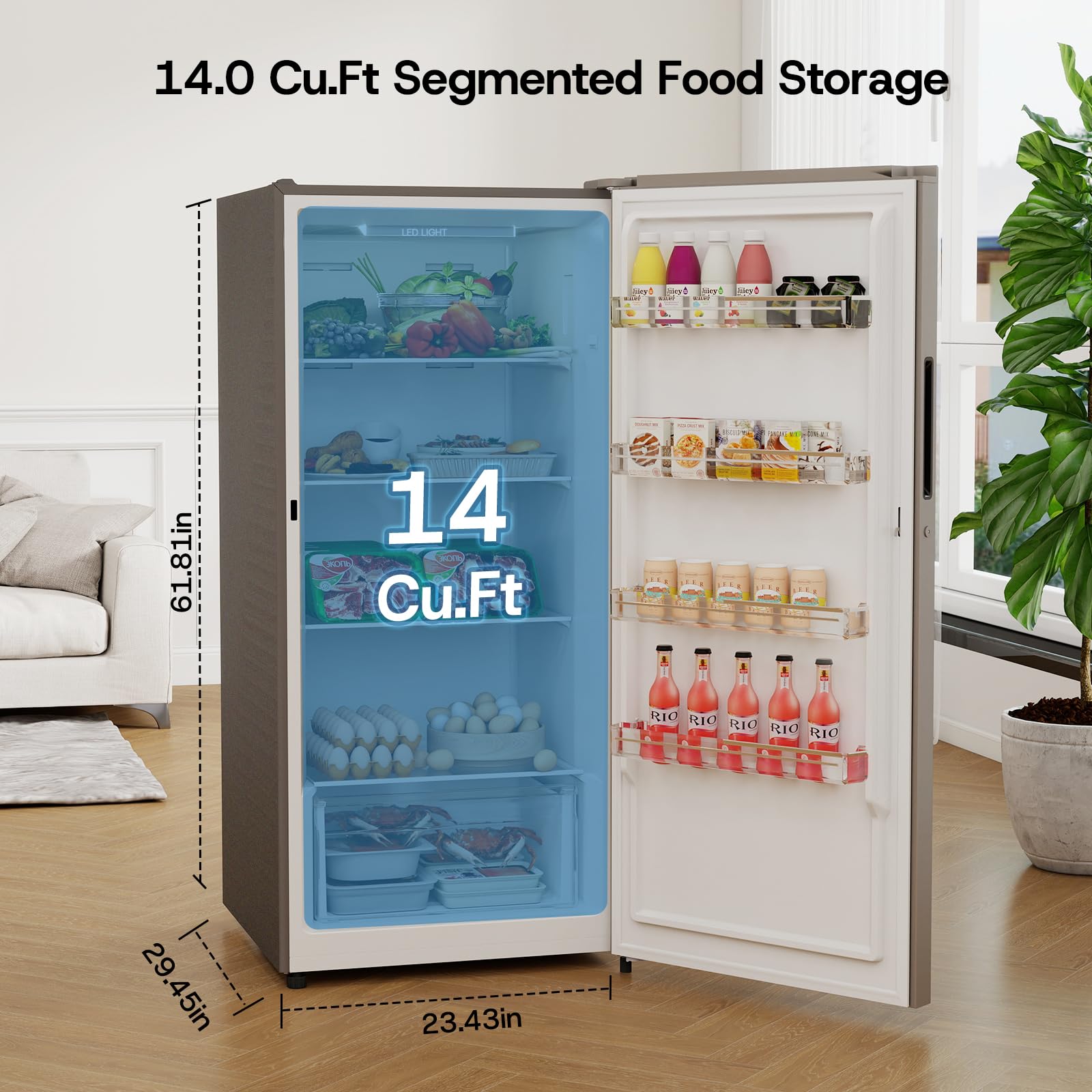 Upstreman 14.0 Cu.Ft. Upright Freezer, Convertible Freezer Fridge with Smart Electronic Control, Frost Free, Energy Star, Quiet Operation, Stand Up Freezer for Homes, Office, Garage-UF14 on Fridge.com
