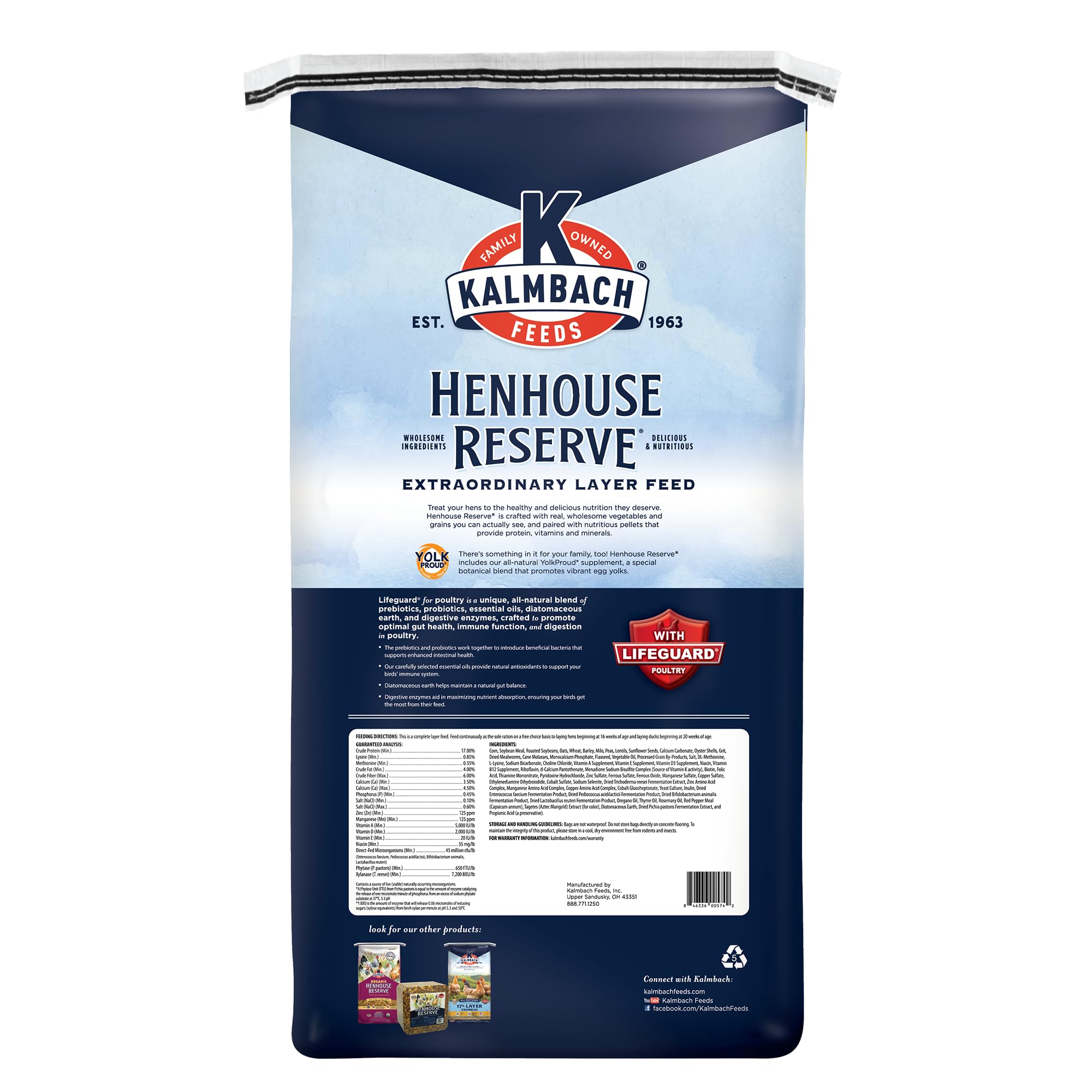 Kalmbach Feeds Henhouse Reserve 17% Whole Grain Complete Layer Feed for Hens, 50 lb