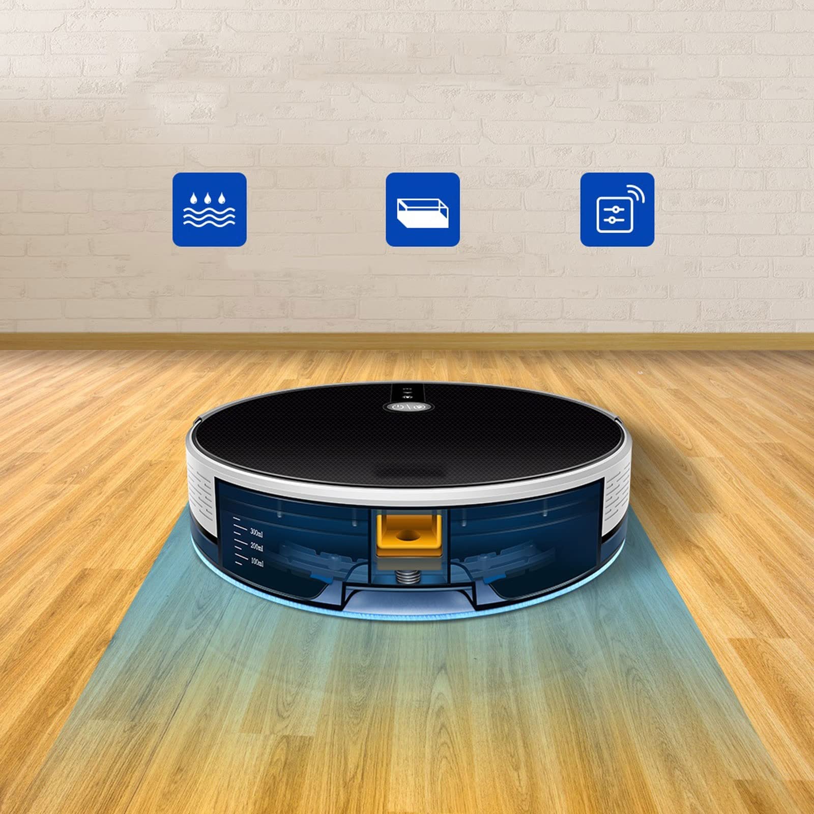 DieffematicJQX Odkurzacz automatyczny Robot Vacuum Cleaner AI Map Navigation,Memory,Smart Partition,WiFi App,Electric Water Tank,Wet Mop