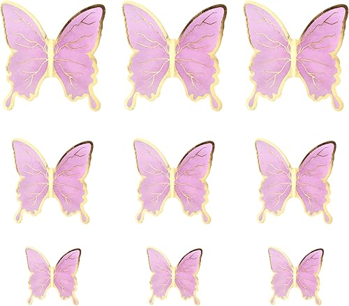 Miniatura 7 de 30 adornos de mariposa para tartas 3D moradas y doradas, decoración de pasteles de fiesta de cumpleaños, suministros para aniversario, boda, fiesta,