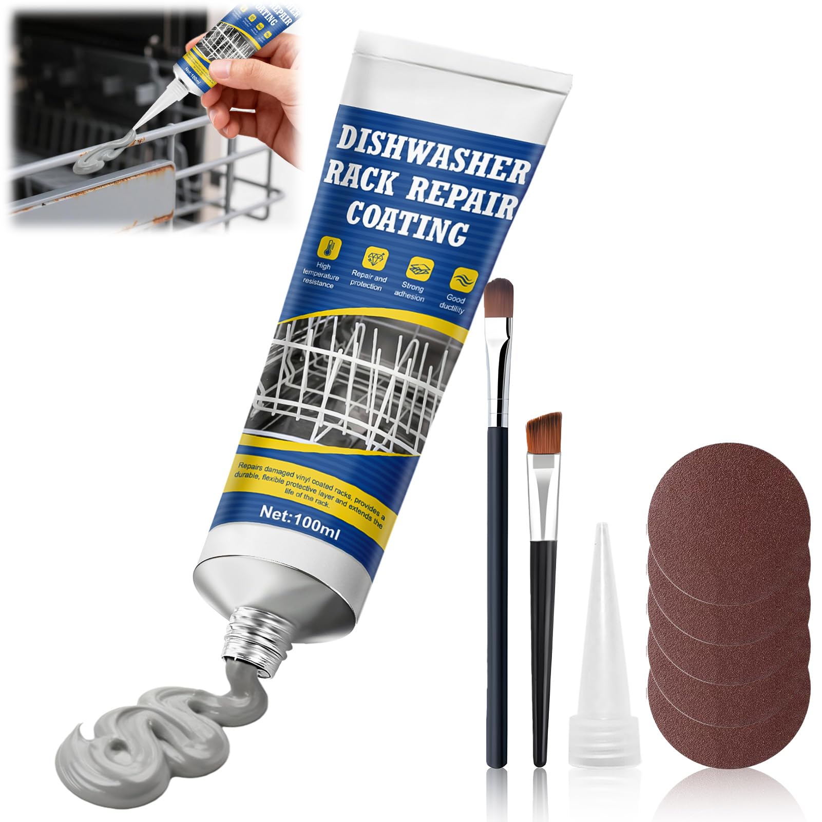 JAOJAO 100ml Dishwasher Rack Repair Coating, Dishwasher Rack Repair Kit