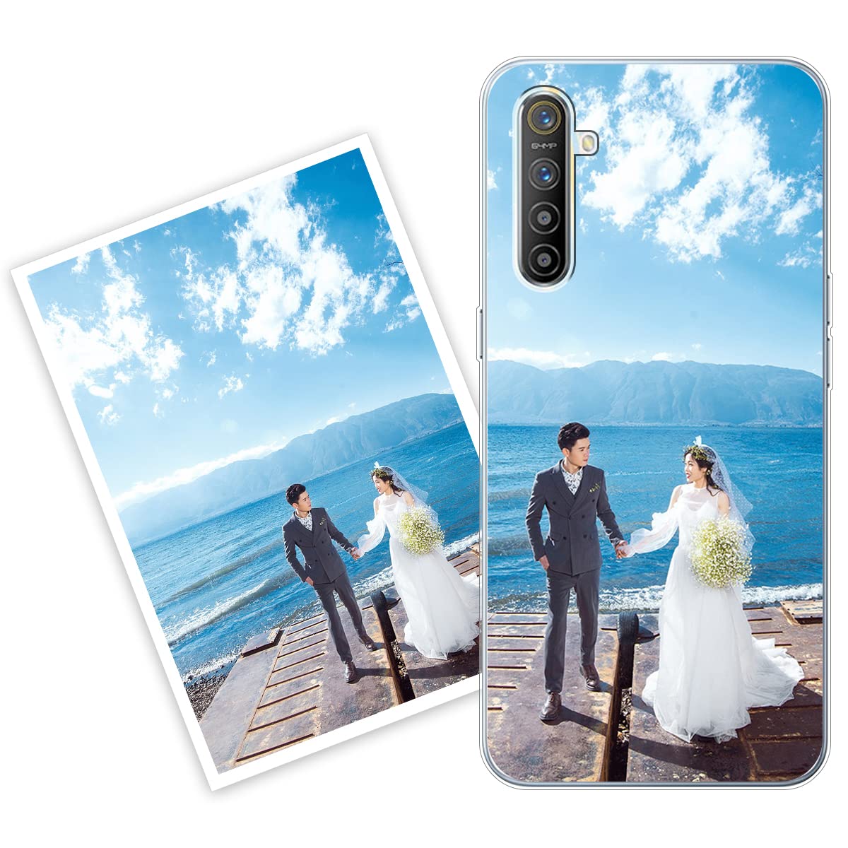 Sunrive Personalised Custom Case compatible with Realme X2 / Realme XT/XT 730G, Soft TPU Clear Shock Absorbing Customised Cover with your own photo, image, Picture, or text Make Your Own Case