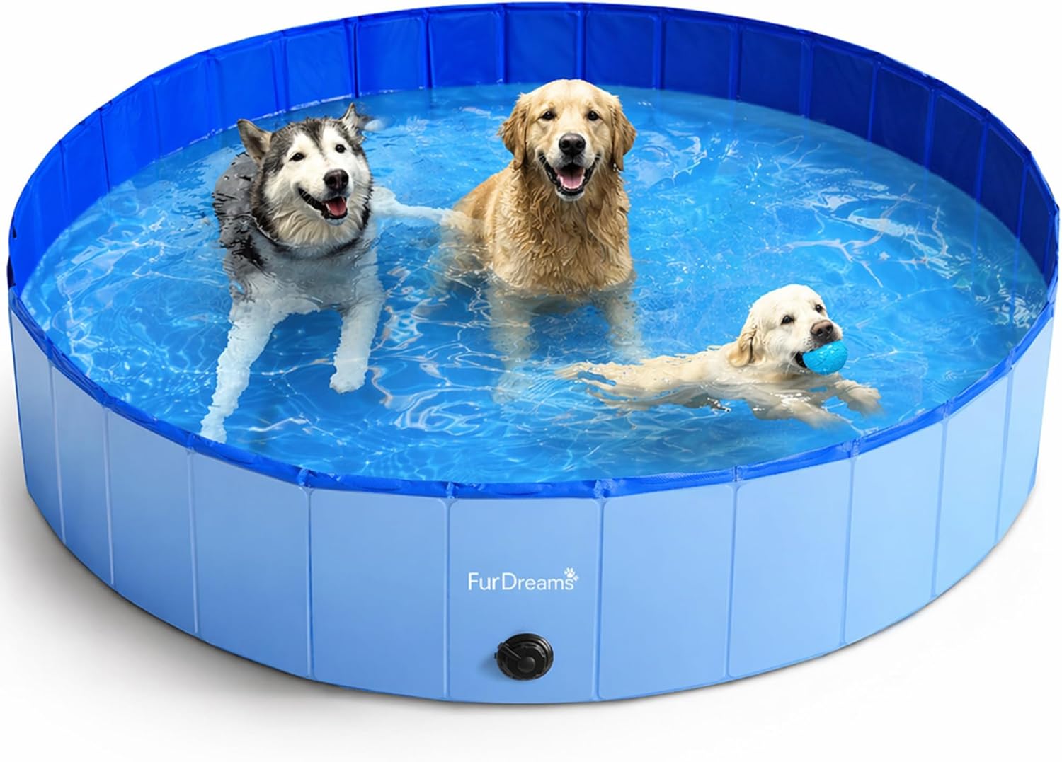 Furdreams Foldable Pet Swimming Pool, Hard Plastic Dog Bathtub, Portable Multi-Functional Outdoor PVC Non-Slip Kiddie Pool, Enjoy Summer Shine in Your Garden, for Children, Cats, Puppies(Extra Large)