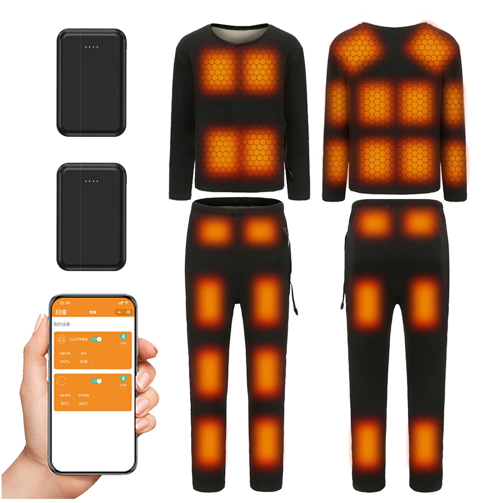 Beheizte Thermische Unterwäsche Set Für Männer Frauen Winter Outdoor Sport Thermische Unterwäsche Mit APP Control 28 Heizzonen