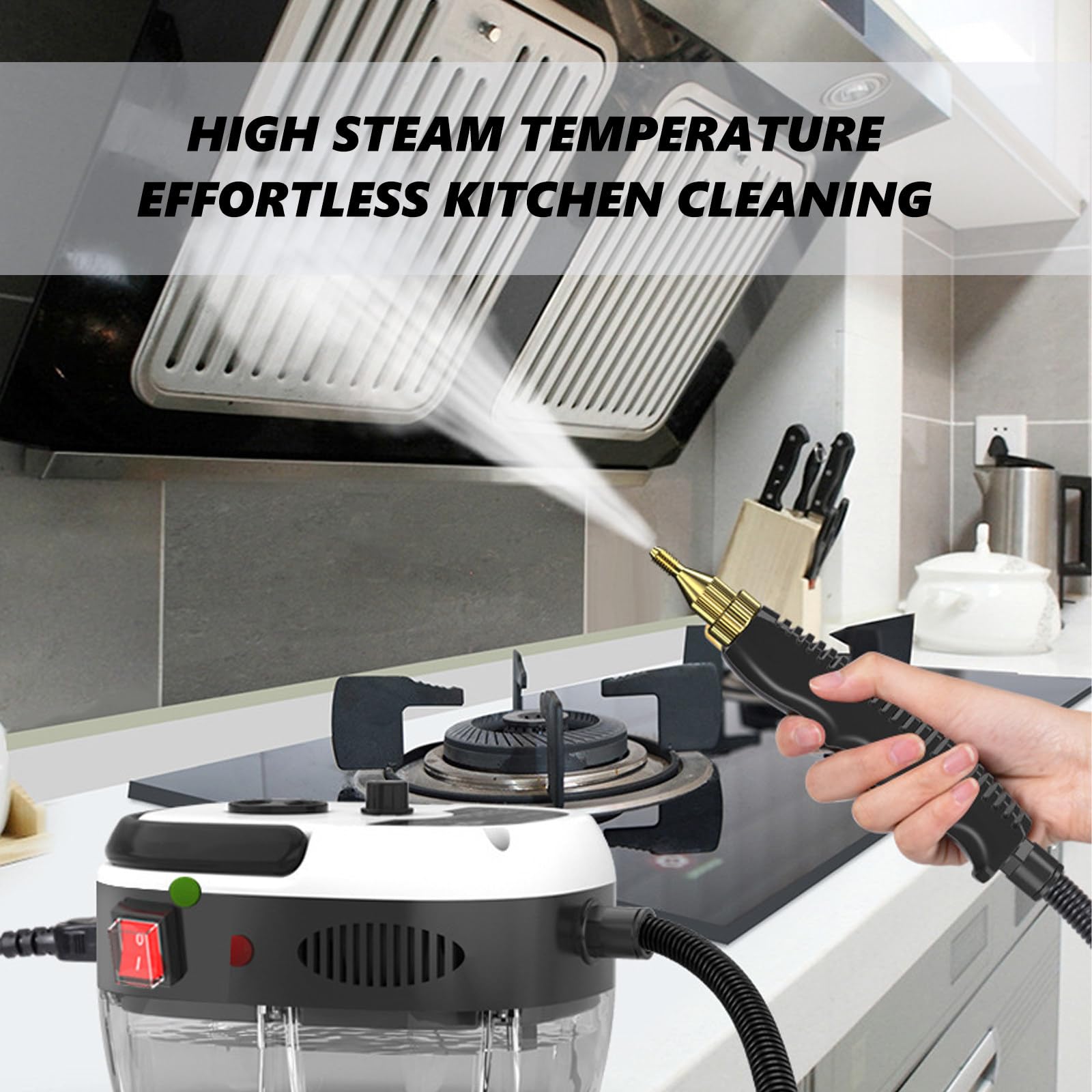 Vaporeta, Vaporeta Limpieza Hogar 2500W, Limpiador a Vapor Portátil, Máquina de Limpieza a Vapor con Tanque 1,2L para Hogar, Cocina, Baño, Coche Grey-SetB