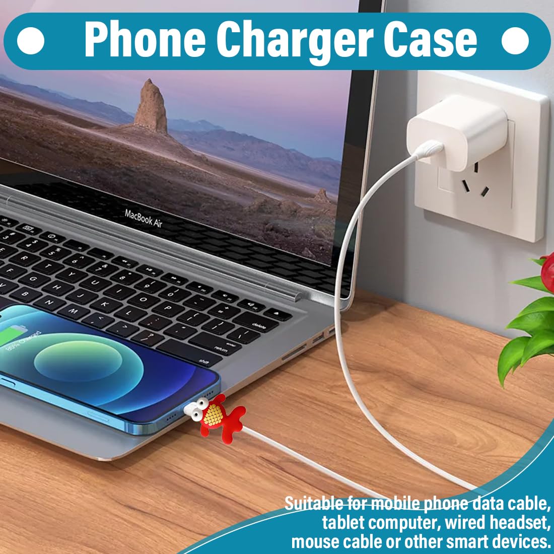 Set di 8 Protezione Cavo USB, Adorabili Animali Marini in Plastica, Accessori Telefono