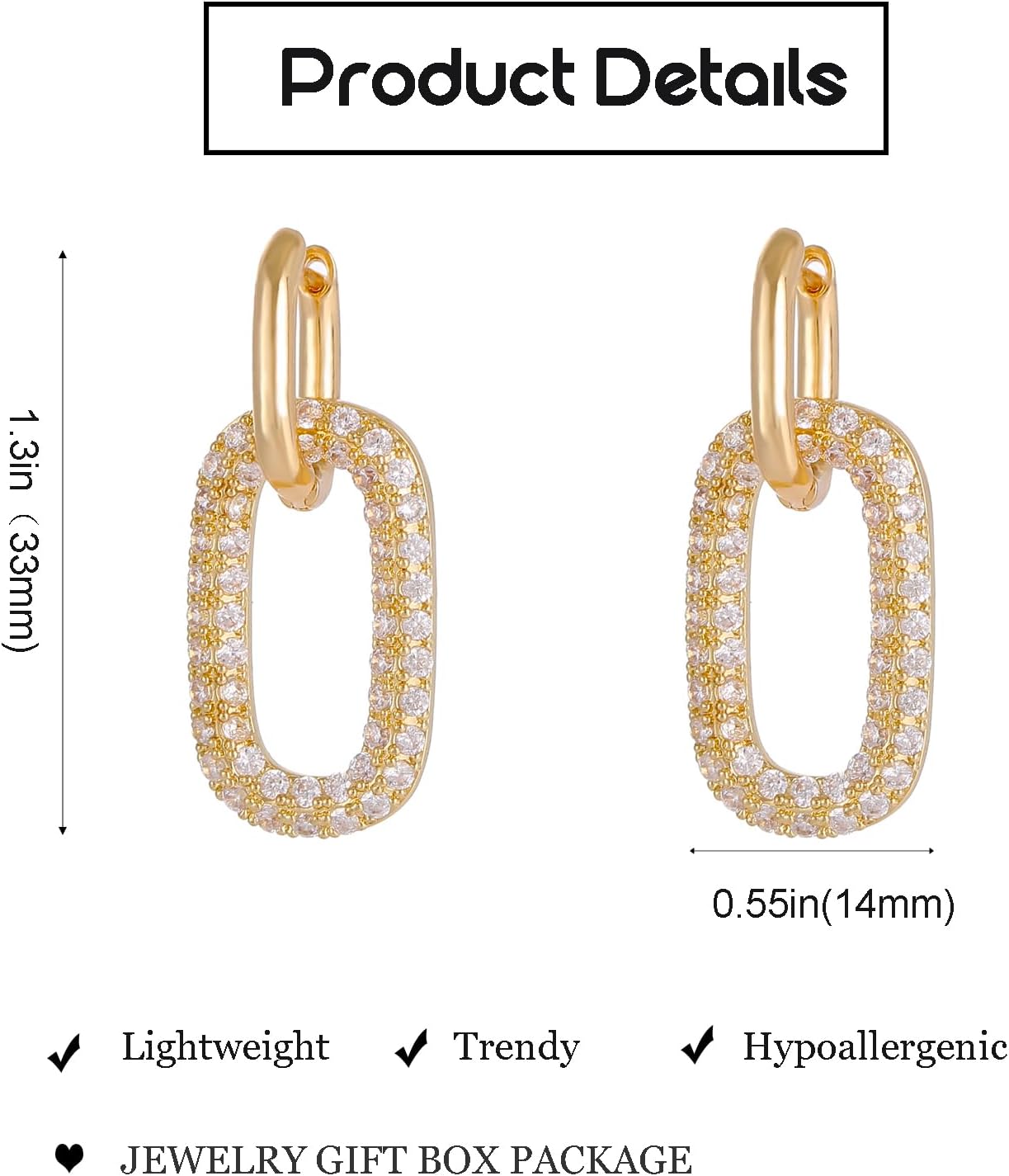 Trendy Gold Paperclip Dangle Drop Earrings Dainty Gold Convertible Link Chain Huggie Statement Formal Earrings for Women Party - Image 7