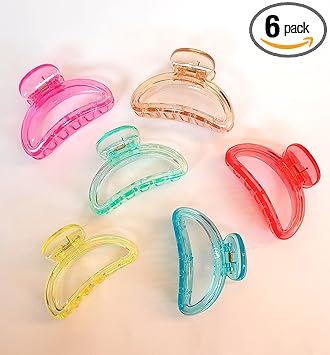 6 Pcs Large Hair Claw Multicolor Hair Clips Thick Long Hair Jaw Clips Clutches Barrettes Hair Accessories for Women and Girls Hair Claw Thick Hair Claw Clamp Strong Hold Hair Claw