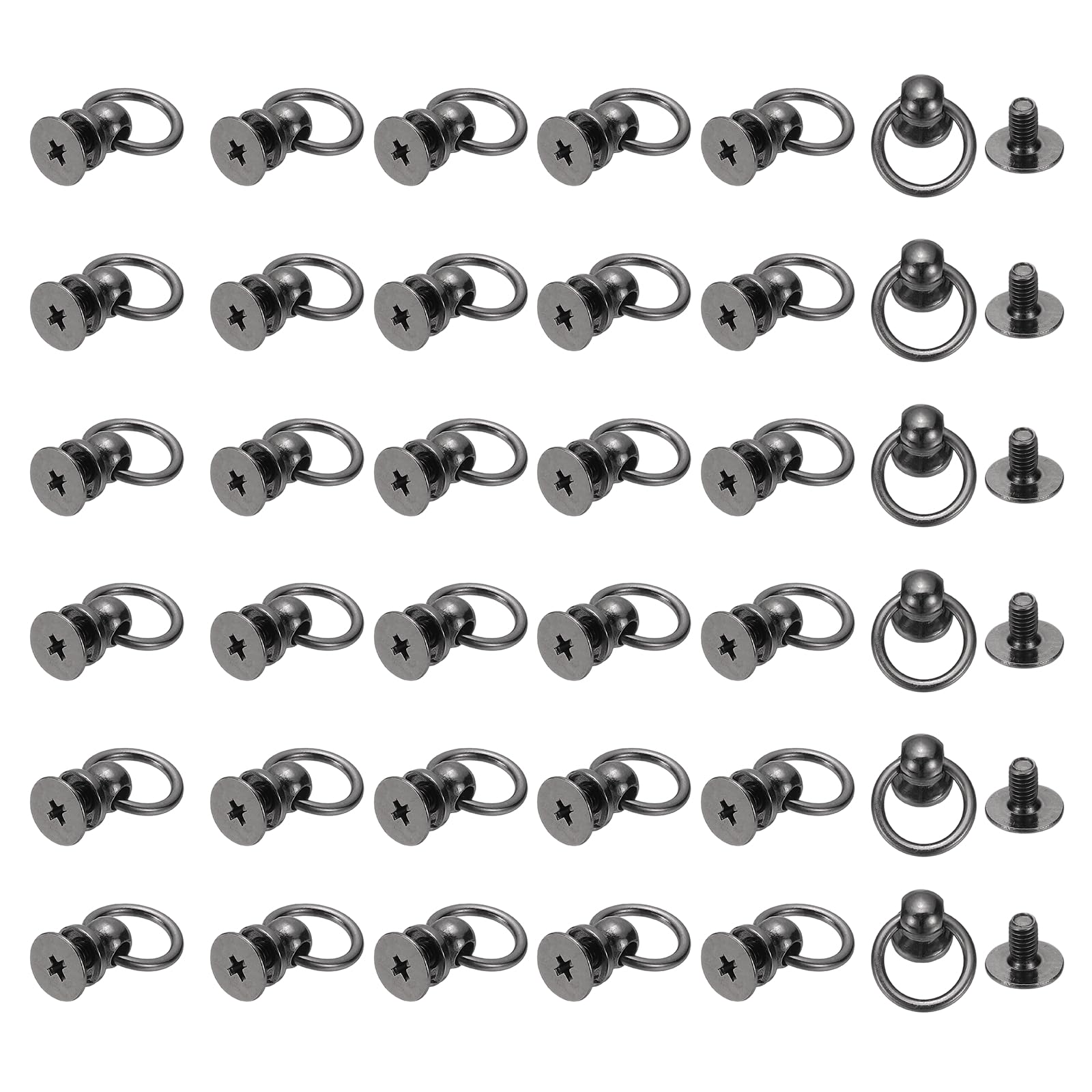 PATIKIL 60 Pcs 0.28"x0.22" Screwback Round Head Rivet with Single Ring