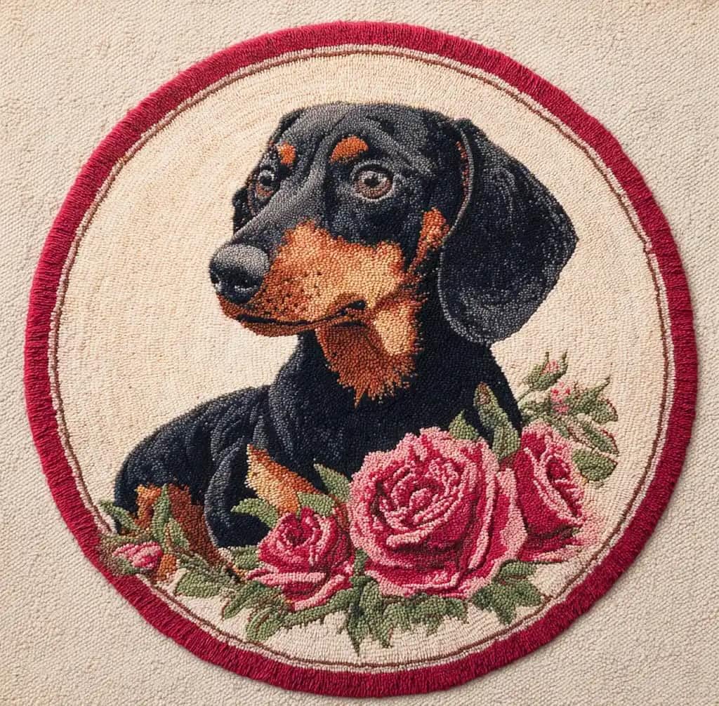 Kitquiver Latch Hook Craft Kit Rug Dachshund 50X50Cm