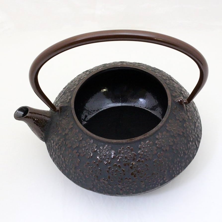 南部鉄器　桜文　鉄瓶　鉄釜　V　6378 南部鉄器桜文鉄瓶鉄釜V6378