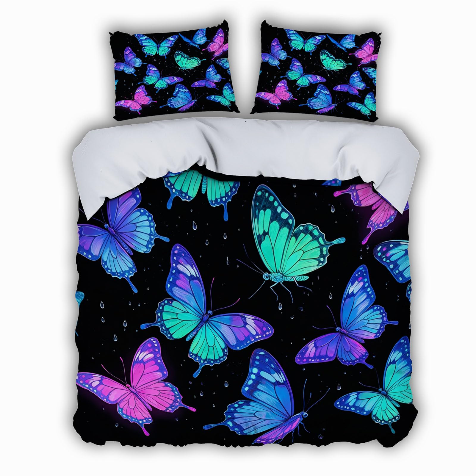 Housse de Couette Papillon 140x200cm pour Décoration de Chambre Esthétique et Cosy