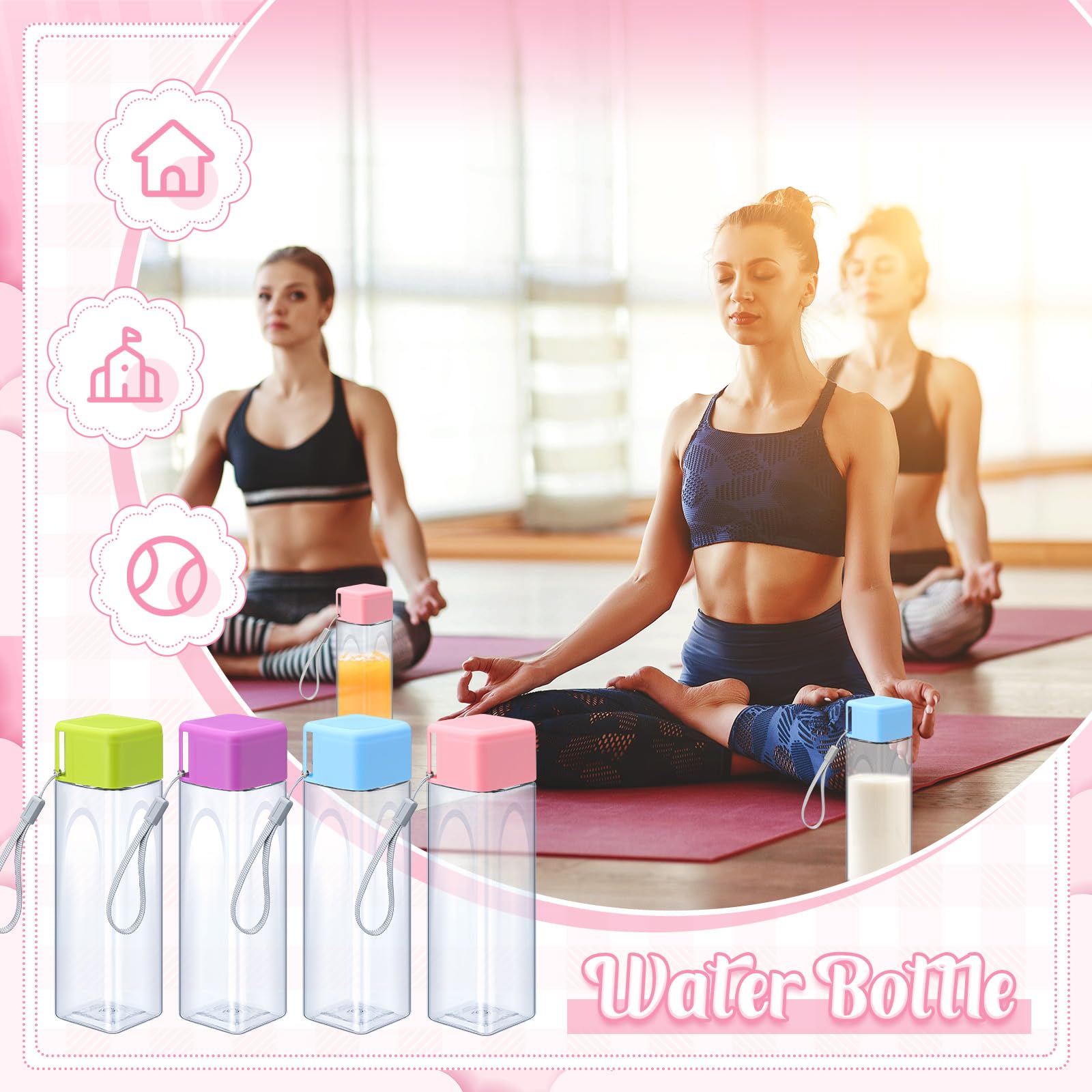 Mifoci 10 Stück Wasserflasche Bulk 482 ml Kunststoff Sport Wasserflaschen mit auslaufsicherem Deckel für Erwachsene Wiederverwendbar Outdoor Fitness