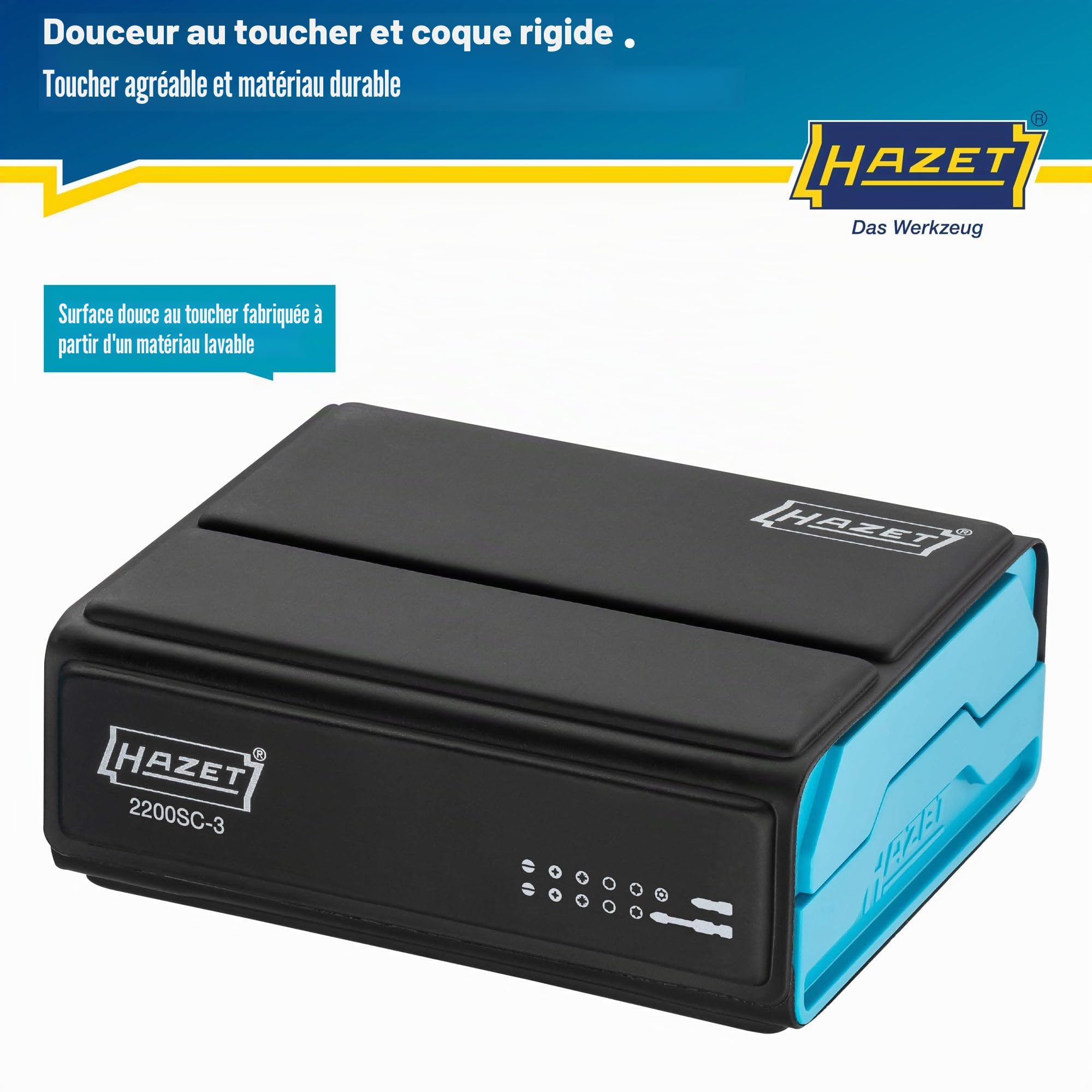 HAZET Smartcase Jeu d'embouts 2200SC-3 I 96 pièces, entraînement : 1/4 pouce, un maximum d'outils dans un minimum d'espace pour une meilleure vue d'ensemble I Jeu d'outils pliable
