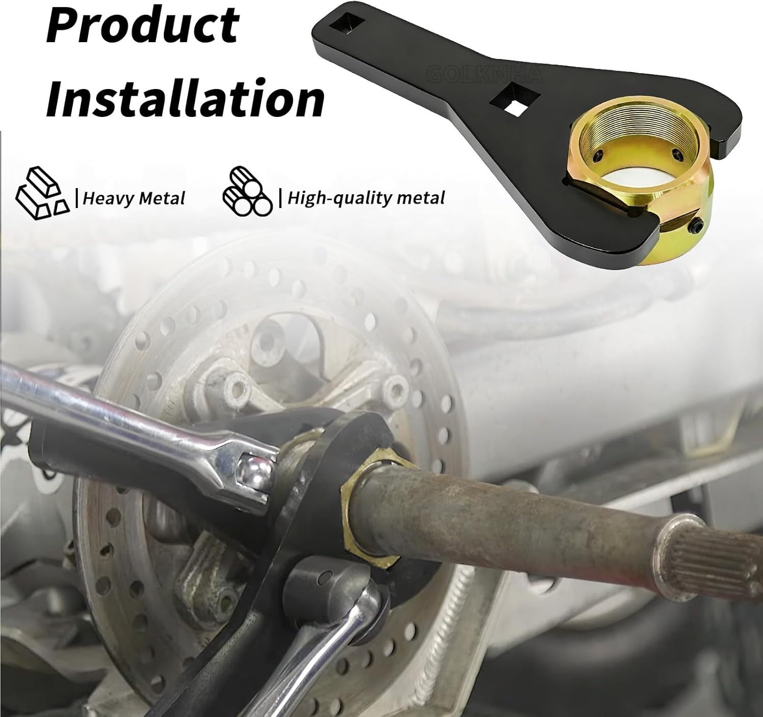Rear Axle Lock Nut & Wrench Tool 46mm for Yamaha ATV YFZ450R 2009-2024 YFZ450X 2010-2011 OEM# 90179-38001-00 90208-39001-00