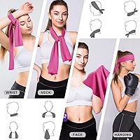 Vista 4 de Paquete de 4 toallas refrescantes (40 x 12 pulgadas), toalla de frío suave y transpirable, toalla de hielo, toalla de microfibra para yoga