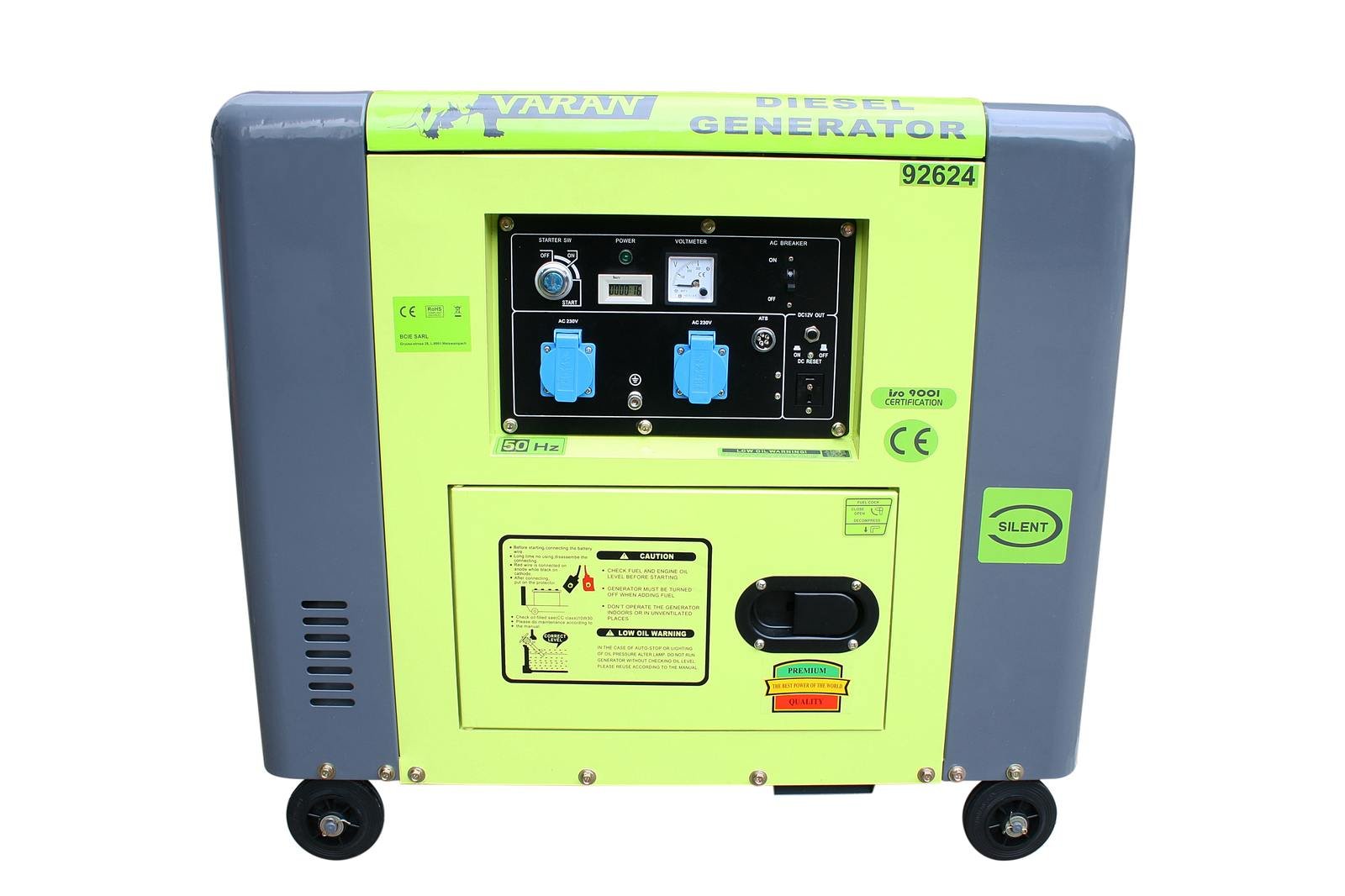 Generador eléctrico diésel insonorizado tipo Panda grupo electrógeno 5.5kW 230V