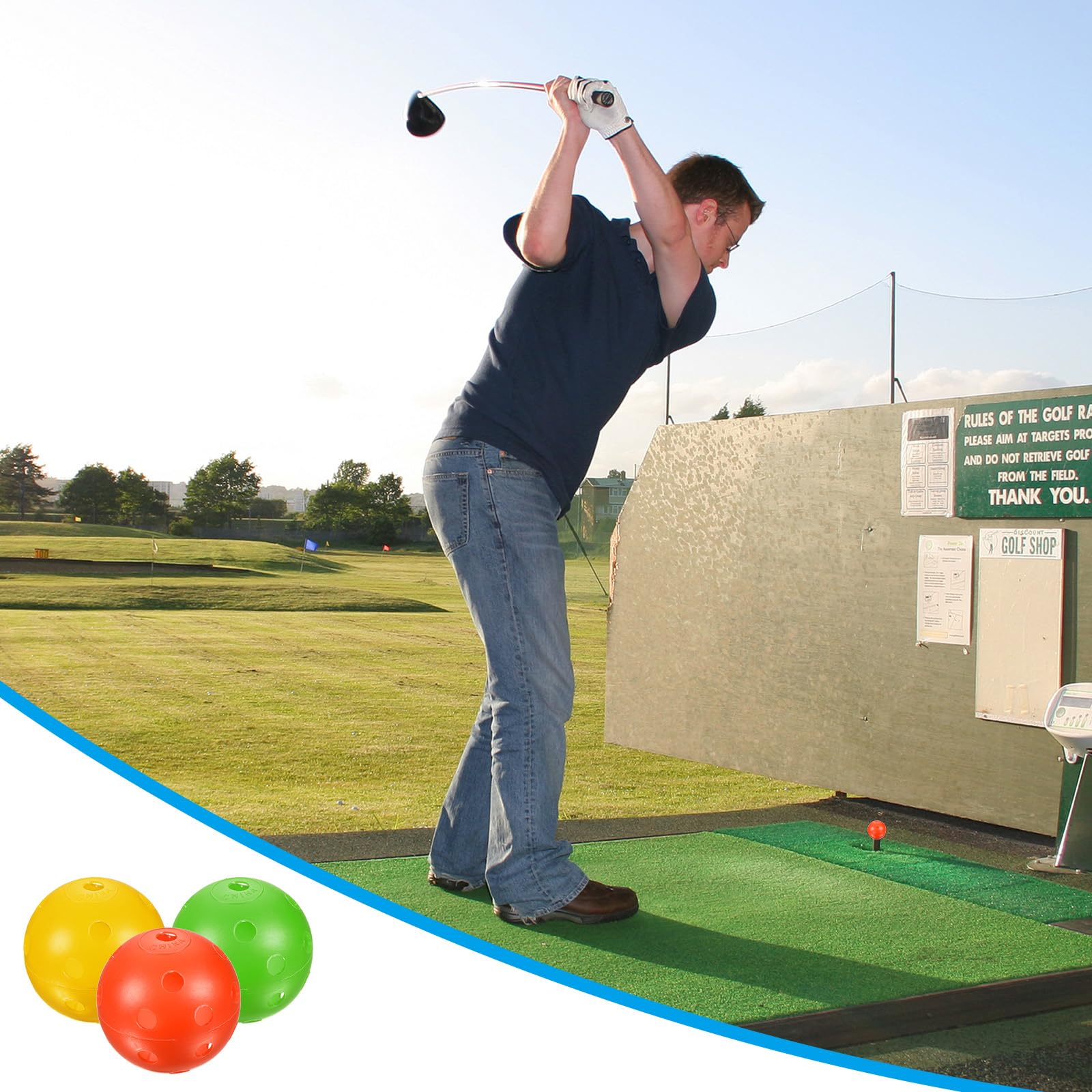 100 Übungsgolfbälle Aus EVA, 42 Mm – Bunte Trainingsbälle Für Drinnen & Draußen, Inkl. Netzbeutel