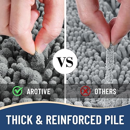 Miniatura 6 de Arotive - Tapete para baño de felpilla de lujo, extra suave, grueso, absorbente, esponjoso, antideslizante, se puede lavar y secar a máquina, para