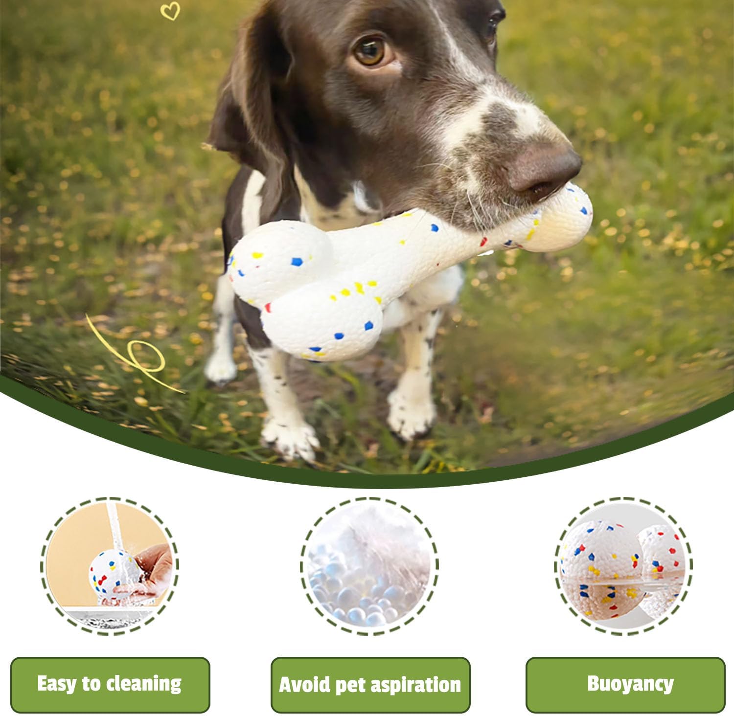 SYMHOBBY 3Pcs Indestructible Dog Tennis Balls for Aggressive Chewers Durable Bouncy Floating Interactive Dog Teething Toys for Large Dogs 3.1inch Rugby Bone
