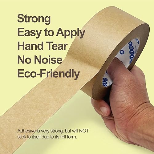 Miniatura 4 de Buhbo Cinta de embalaje de papel kraft marrón, cinta móvil resistente para envío de cajas y cartones, sellado, cinta adhesiva para manualidades, 2
