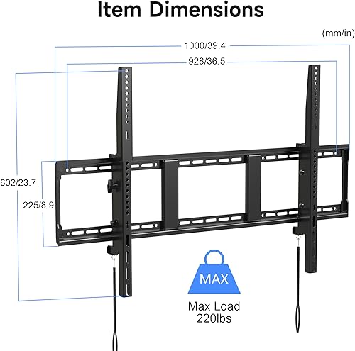 Miniatura 8 de Suptek Soporte de pared para TV inclinable resistente para pantallas de 55-100 pulgadas, 220 libras, inclinación ajustable, se adapta a 3 pernos de