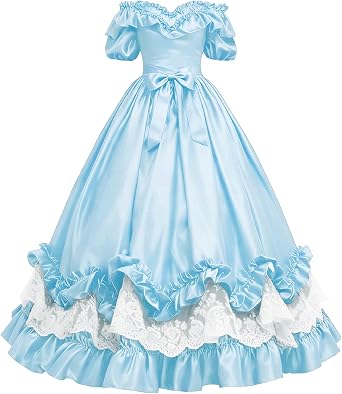 Tiered Satin Victorian Dresses Ruffled Gothic Dresses for Women