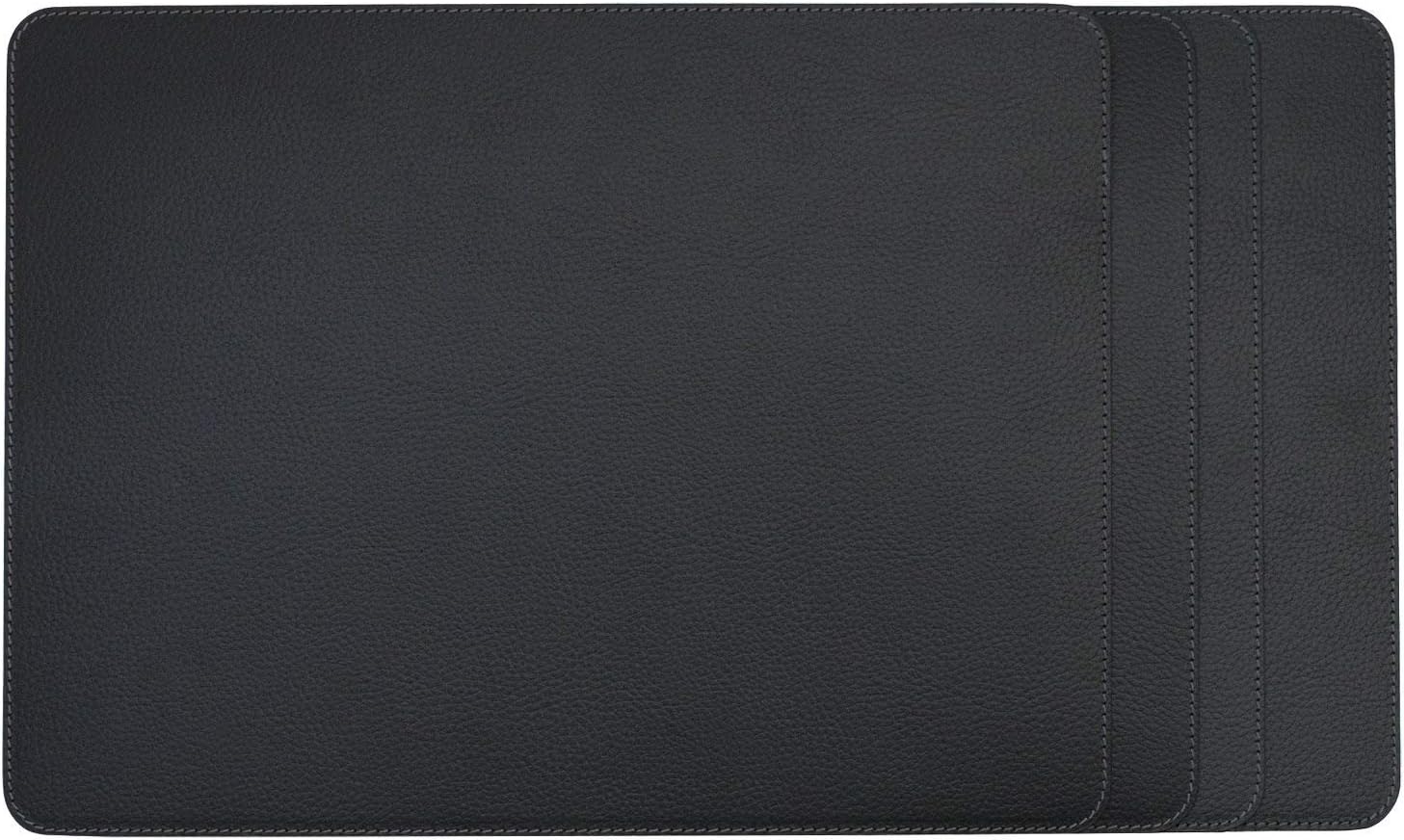 Nikalaz Set of Placemats and coasters, 4 table mats and 4 coasters, Place Mats, Recycled leather (Black, 45.7 x 33.02 cm) - Image 3