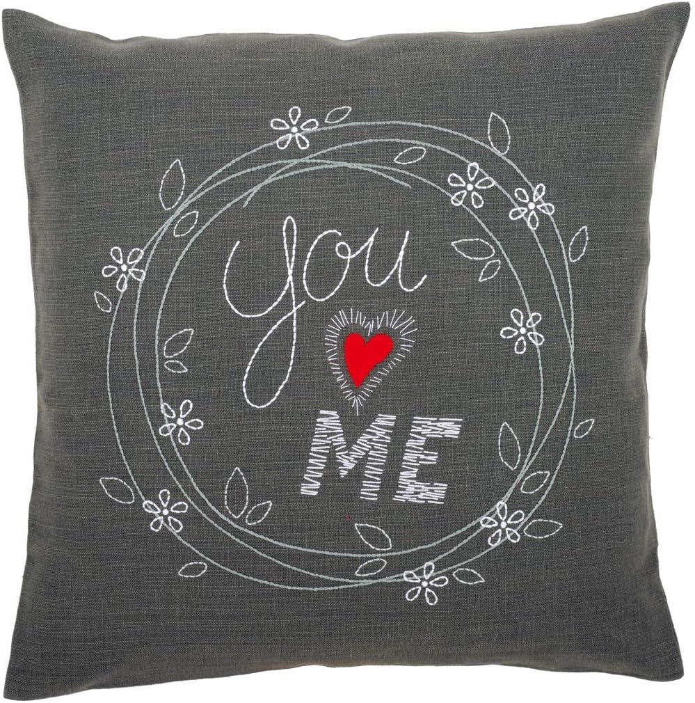 Vervaco You & Me Cushion Stamped Embroidery Kit, 16" x 16"