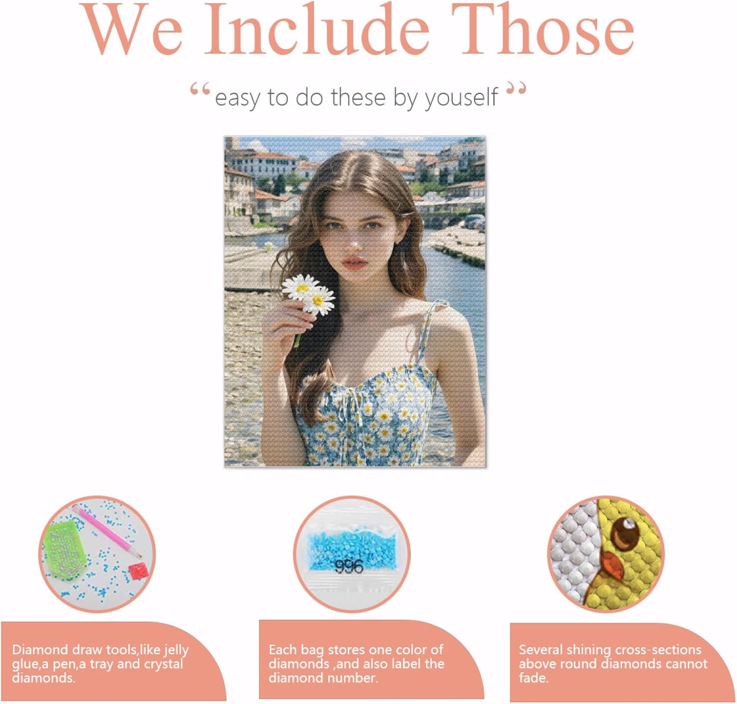 Custom Diamond Art Kits for Adults, Personalized 5D Diamond Painting Kits,DIY Paint with Round Full Drill Diamond Dots Gem Painting DIY Your Own Photo,Home Decor 20x24 in