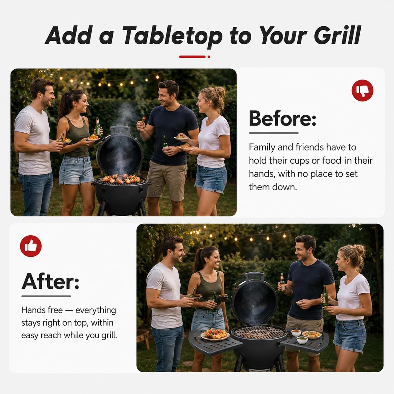 Folding Shelf for CharGriller Kamado Charcoal Grill E86714,Grill Side Table