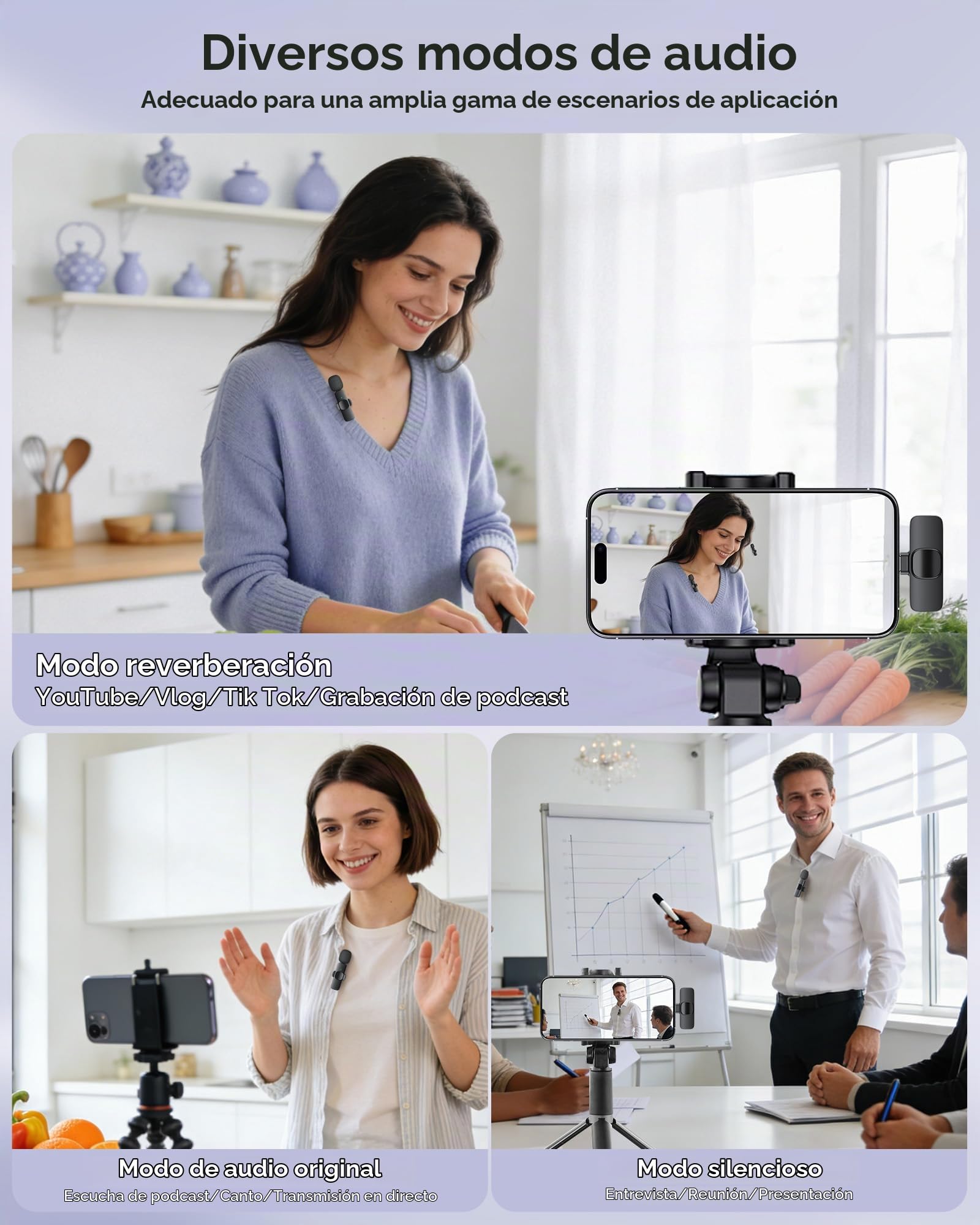 KUKIHO Micrófonos Lavalier inalámbricos para iPhone/Smartphone, Mini micrófono USB-C para vídeo Social, Vlogging, TikTok, Youtube, reducción de Ruido, con Clip, Plug and Play