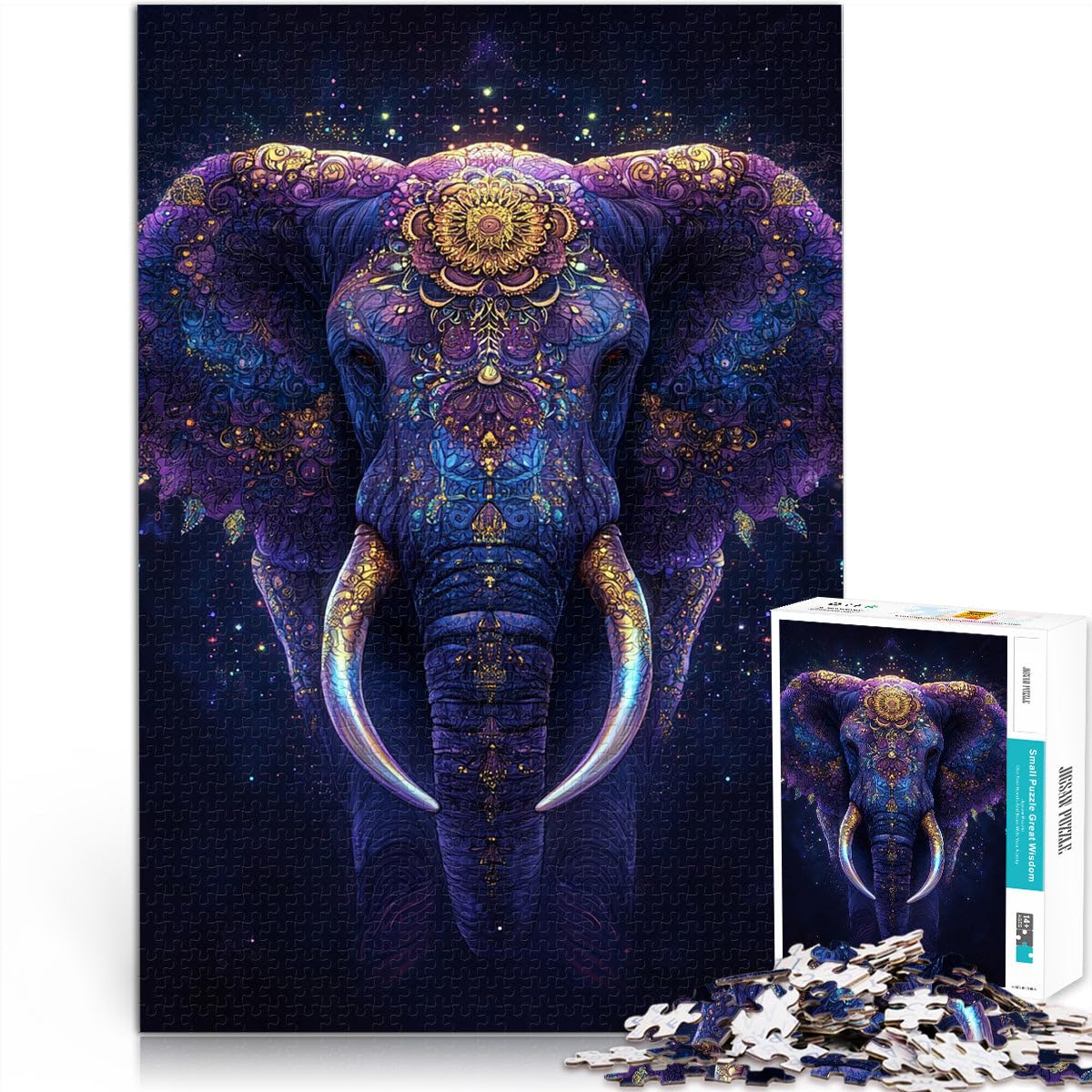 Puzzle da 2000 pezzi per adulti e adolescenti arte del re elefante Fatto di cartone Adatto a partire dai 14 anni Gioco impegnativo Giochi Giocattoli Regalo misurare：70x100cm