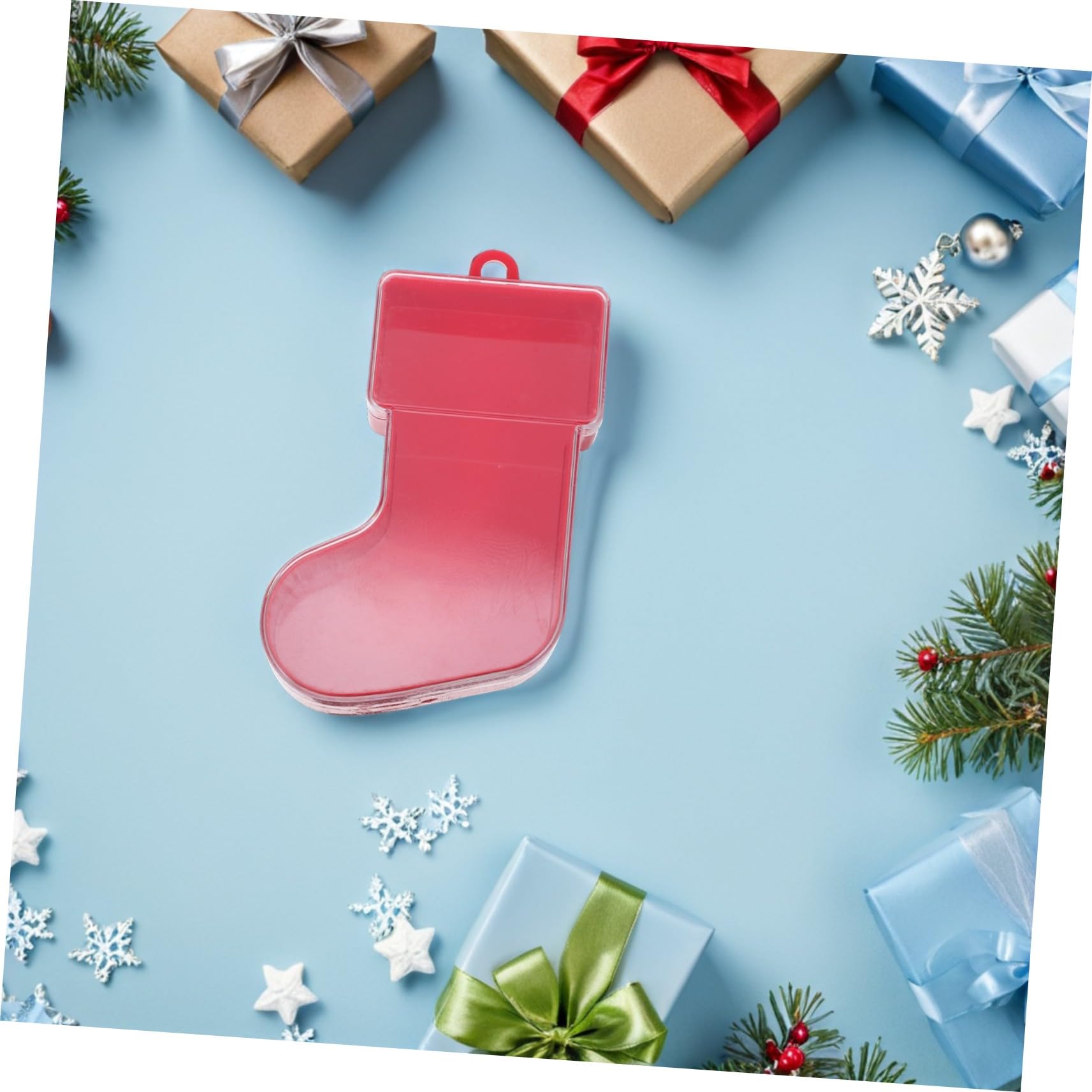 BESTYASH 10 Pezzi Scatole Trasparenti Riempibili Forma di Calza Natalizia Contenitori in Plastica per Caramelle e Biscotti Decorazioni Sospese per Albero di Natale Confezioni Regalo per