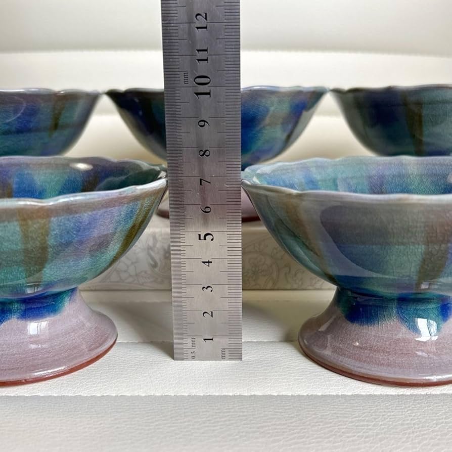 瀬戸焼舞陶館高台小鉢揃5客セット紫土物輪花鉢コンポートデザート鉢
