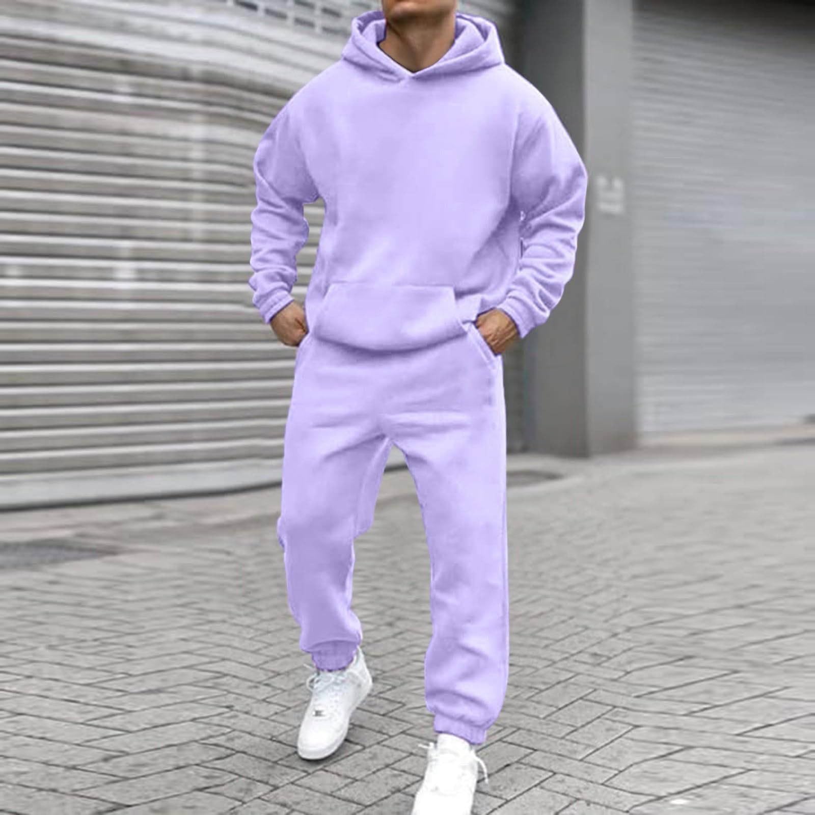 Felpa casual con cappuccio e jogger per uomo - Felpa a maniche lunghe da