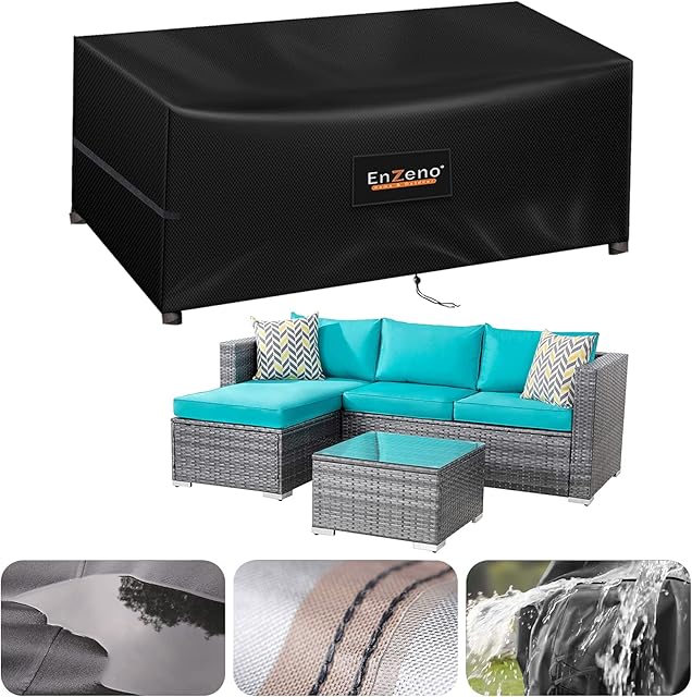Outdoor Garden Furniture Covers Waterproof with Air Vent, 200*160cm, Patio Furniture Cover for outside Rectangle/Rectangular Table and Chair Set, rattan furniture set,Heavy Duty Oxford Fabric