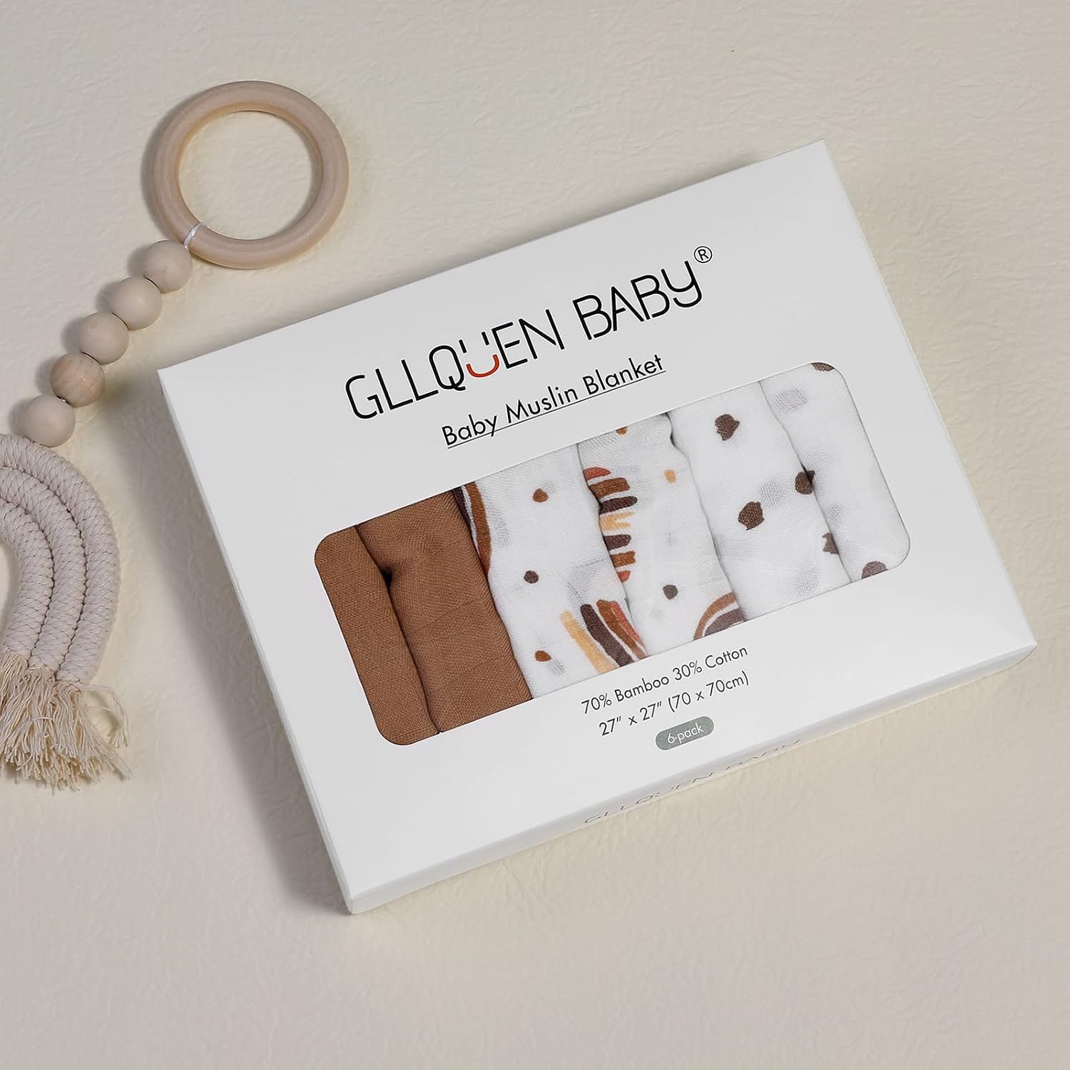 GLLQUEN BABY Muslin Squares Cloth for Baby 6pack 70cm x 70cm Cotton Burp Cloths for Newborn Absorbent & Breathable and Ideal to Clean - Image 5