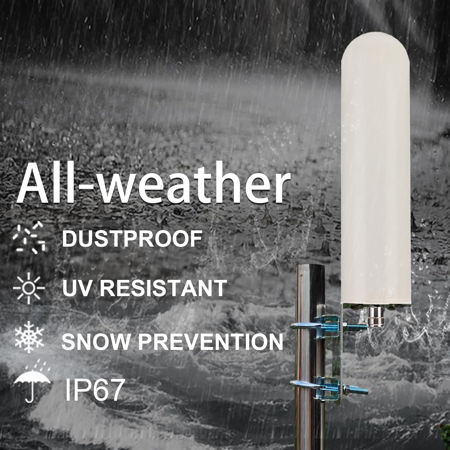 5G 4G LTE Outdoor Omni Antenna with 10ft Cable SMA Male & N Male TS9 RP Adaptor Wall & Mount Waterproof for Verizon ATT T-Mobile Sprint Router Gateway Modem Cellular Trail Camera Home WiFi Internet