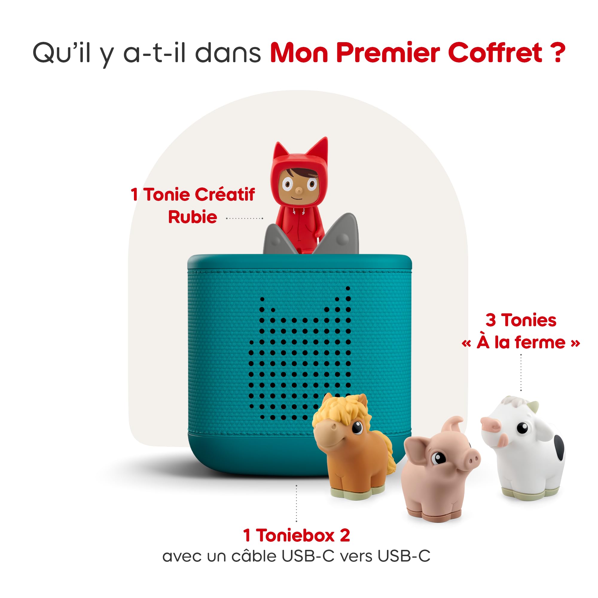 tonies Toniebox 2 Pack Boite à Histoire pour Enfant 1 à 9 Ans, Robuste & Facile à Utiliser, Mes Premiers de La Ferme, Vert Océan