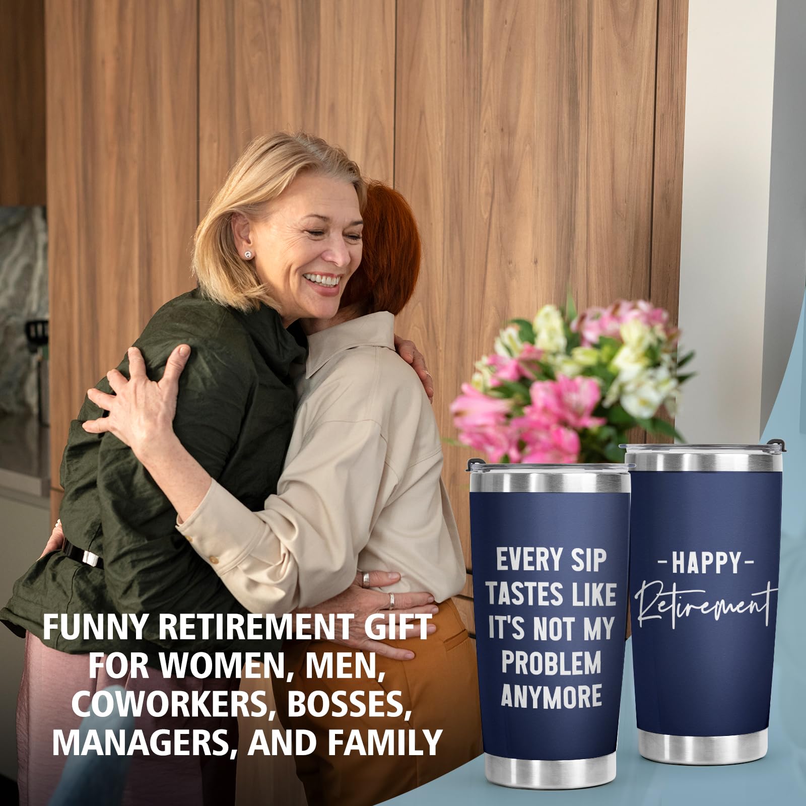 Leebbsin Regalos de jubilación para mujeres y hombres 2025, vaso de 20 onzas con tapa, Not My Problem Anymore, regalo para jubilados, compañeros de trabajo, veteranos, profesores, enfermeras, médicos