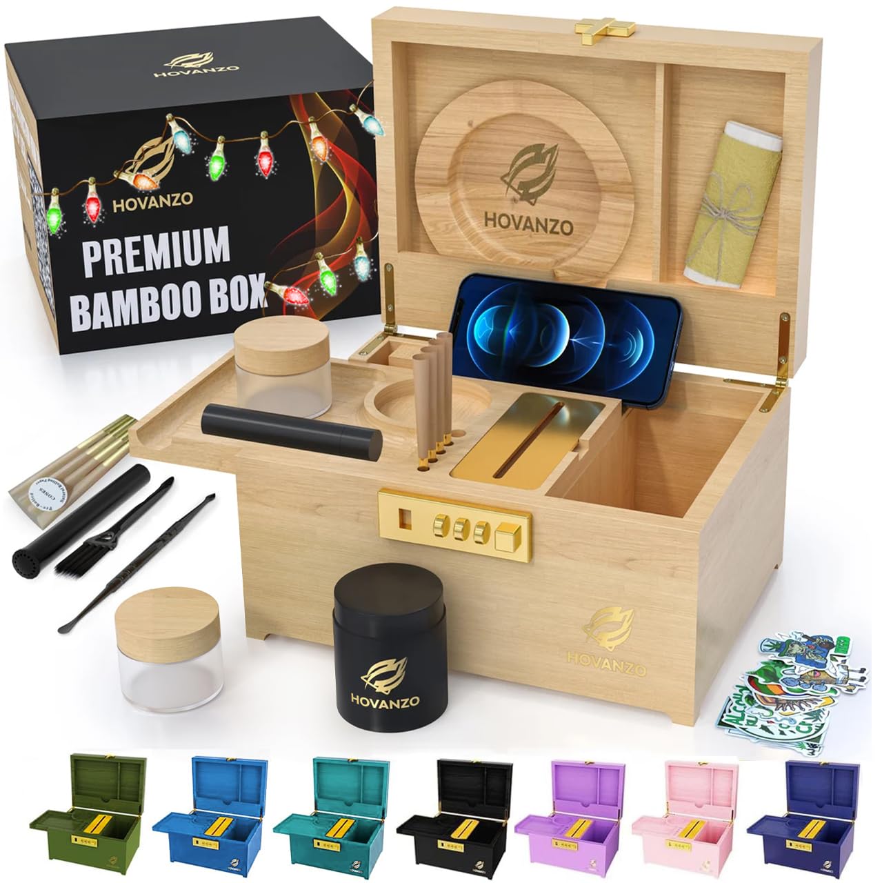 Amazon.com: HOVANZO Upgraded Premium Large Bamboo Box - Locking